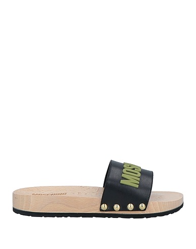 MOSCHINO Sandalen Schwarz Kalbsleder, Holz