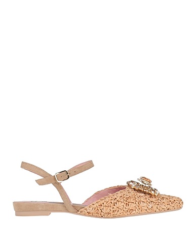 RAS Ballet flats Beige Natural raffia, Leather