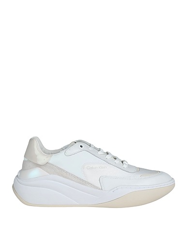 CALVIN KLEIN Sneakers White Leather, Textile fibres