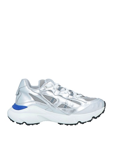 TOD'S Sneakers Silver Leather, Textile fibres