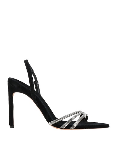 BETTINA VERMILLON Sandals Black Textile fibres, Leather