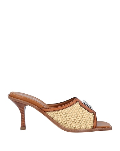 DSQUARED2 Sandals Tan Calfskin, Natural raffia