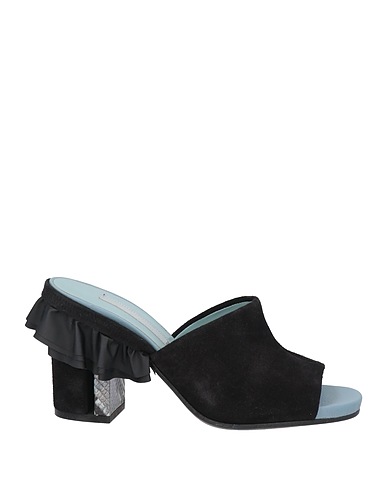 STEPHEN VENEZIA Sandals Black Leather, Textile fibres