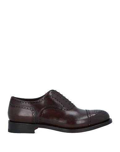 SANTONI Laced shoes Dark brown Leather