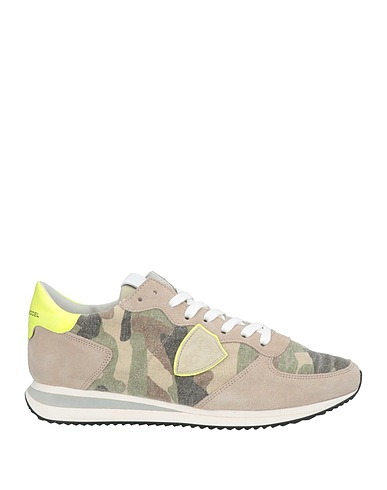 PHILIPPE MODEL Sneakers Khaki Leather, Textile fibres