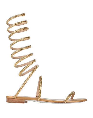 RENE' CAOVILLA Sandali Oro Pelle, Fibre tessili