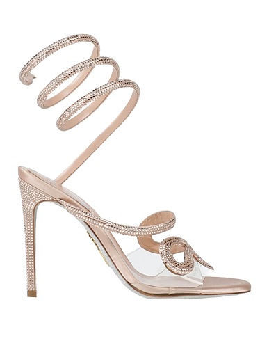 RENE' CAOVILLA Sandals Beige Textile fibres, Plastic