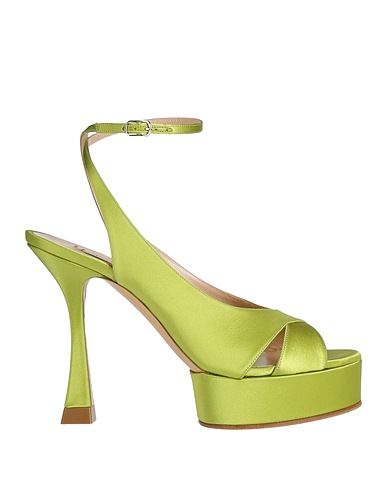 CASADEI Sandals Lime green Textile fibres