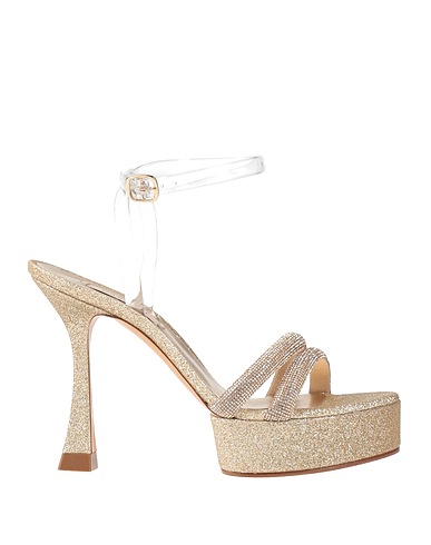 CASADEI Sandals Gold Textile fibers, Rubber
