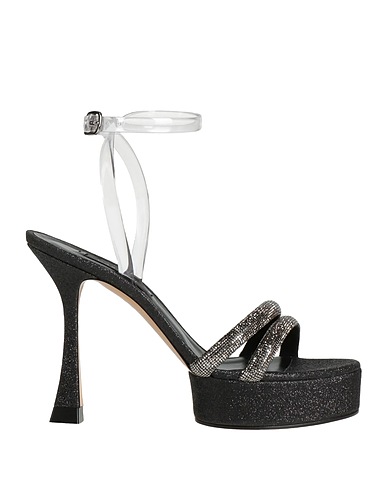 CASADEI Sandals Black Textile fibres, Rubber