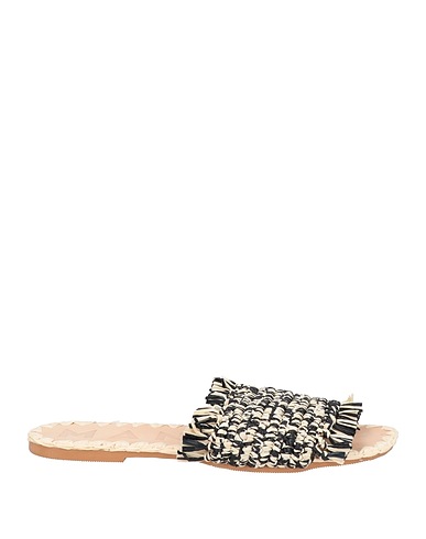 MANEBÍ Sandals Black Natural raffia