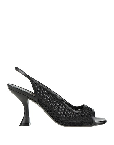 STUART WEITZMAN Sandals Black Leather, Textile fibers