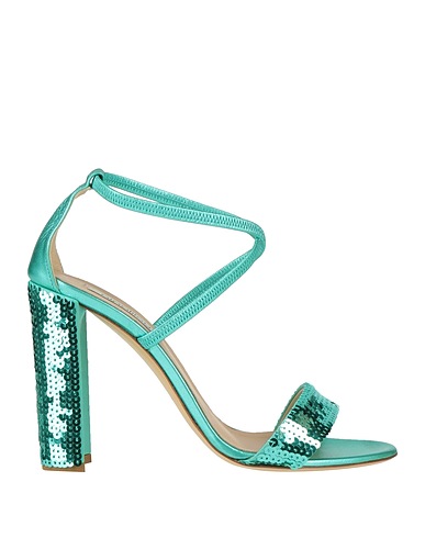 NINALILOU Sandals Emerald green Leather, Textile fibers