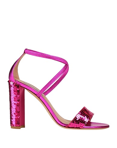 NINALILOU Sandals Fuchsia Leather, Textile fibres