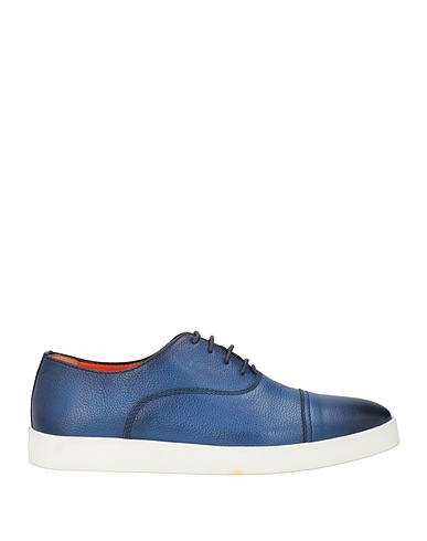 SANTONI Laced shoes Blue Leather