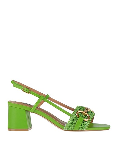BIBI LOU Sandals Green Textile fibers, Leather
