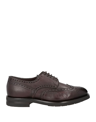 SANTONI Laced shoes Dark brown Leather