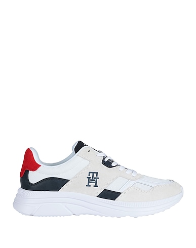 TOMMY HILFIGER Sneakers White Leather, Textile fibres
