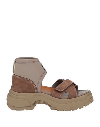 MAISON MARGIELA Sandals Khaki Leather, Textile fibres