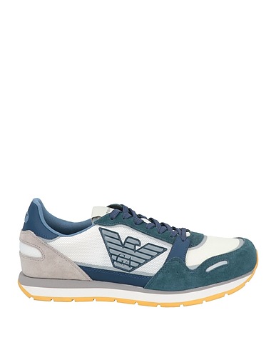 EMPORIO ARMANI Sneakers Slate blue Cow leather, Polyester