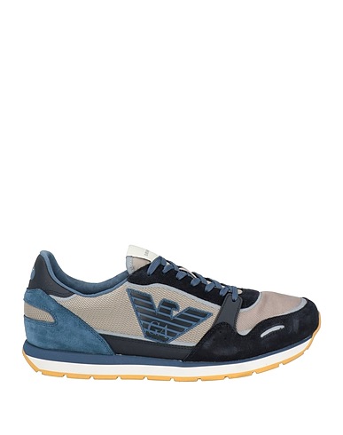 EMPORIO ARMANI Sneakers Blue Cow leather, Polyester