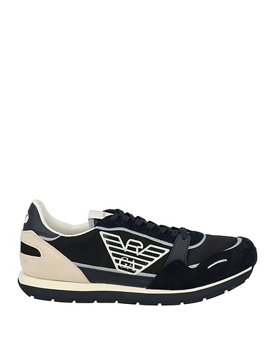 EMPORIO ARMANI Sneakers Midnight blue Cow leather, Polyester