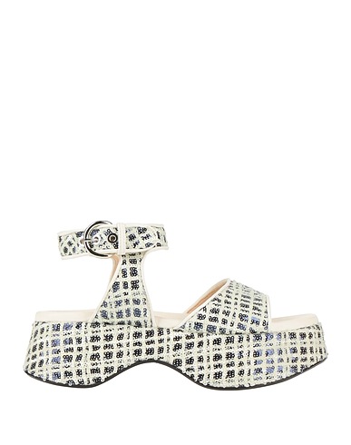 AGL Sandals Off white Leather, Textile fibers