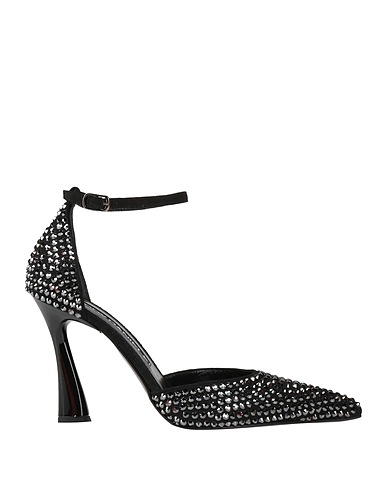 EDDY DANIELE Décolleté Nero Pelle, Cristallo Swarovski®