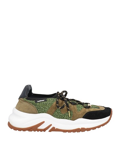 BALDININI Sneakers Grün Leder, Gewebefasern