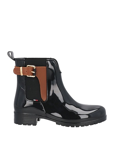 TOMMY HILFIGER Ankle boot Black Leather, Textile fibres