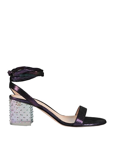 GIANVITO ROSSI Sandals Dark purple Leather, Synthetic fibers