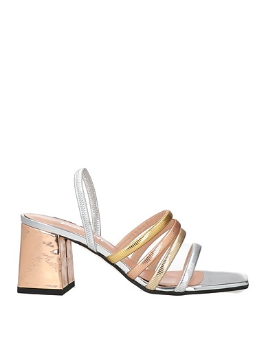 POLLINI Sandals Silver Textile fibers