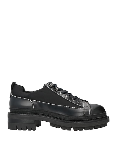 DSQUARED2 Laced shoes Black Leather, Textile fibers