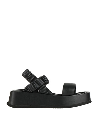 POLLINI Sandals Black Textile fibres
