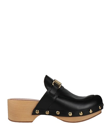 POLLINI Mules and clogs Black Calfskin