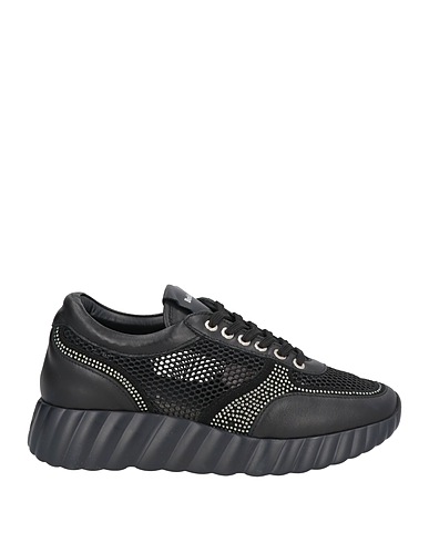 BALDININI Sneakers Black Leather, Textile fibers