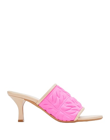 CASADEI Sandals Pink Leather, Textile fibers