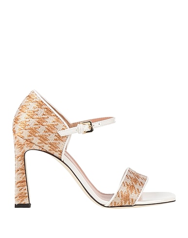 POLLINI Sandali Bianco 40% Viscosa, 39% Poliestere, 20% Pelle di vitello, 1% Poliammide