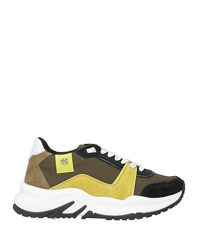 BALDININI Sneakers Military green Leather, Textile fibres