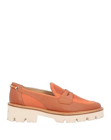 BALDININI Loafers Tan Leather, Textile fibres