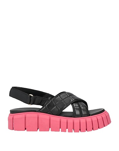 POLLINI Sandals Black Leather