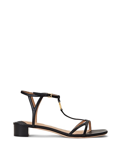 LAUREN RALPH LAUREN Sandals  FALLON NAPPA LEATHER SANDAL 
 Black 100% Leather