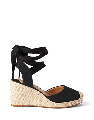 LAUREN RALPH LAUREN エスパドリーユ  PAISLEE CANVAS ESPADRILLE 
 ブラック 紡績繊維 100%