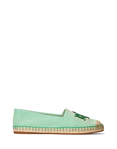 LAUREN RALPH LAUREN Espadrilles CAMERYN III CANVAS & LEATHER ESPADRILLE 
 Green 85% Textile fibers, 15% Leather