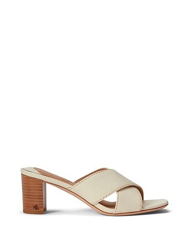 LAUREN RALPH LAUREN Sandals  FREDDI TUMBLED LEATHER SANDAL 
 Ivory 100% Leather