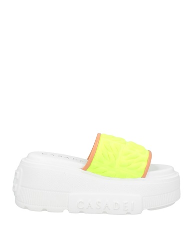 CASADEI Sandals Lime green Textile fibres