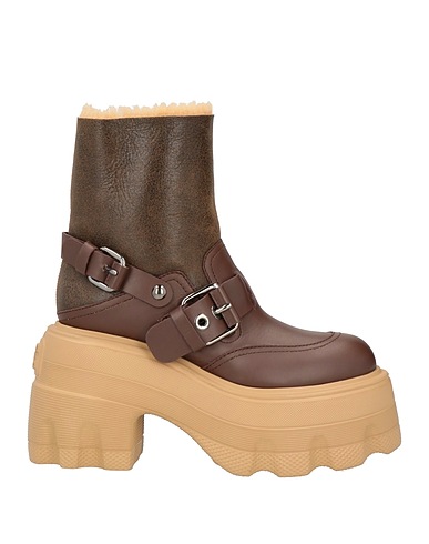 CASADEI Ankle boot Chocolate brown Leather, Shearling
