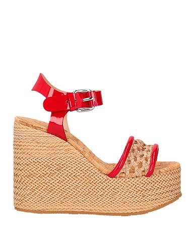 CASADEI Sandals ROSSO Leather, Textile fibres