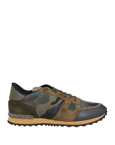 VALENTINO GARAVANI Sneakers Military green Leather, Textile fibres