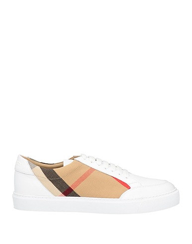 BURBERRY Sneakers White Leather, Textile fibers
